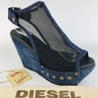 ディーゼル(DIESEL)の新品未使用★DIESEL・デニム地 メッシュ プラットフォームサンダル（23㎝）(サンダル)