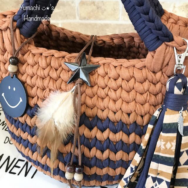 ズパゲッティ★ボーダーマルシェバッグ★No.186★サーフ系 ズパゲッティ★ボーダーマルシェバッグ★No.186★サーフ系