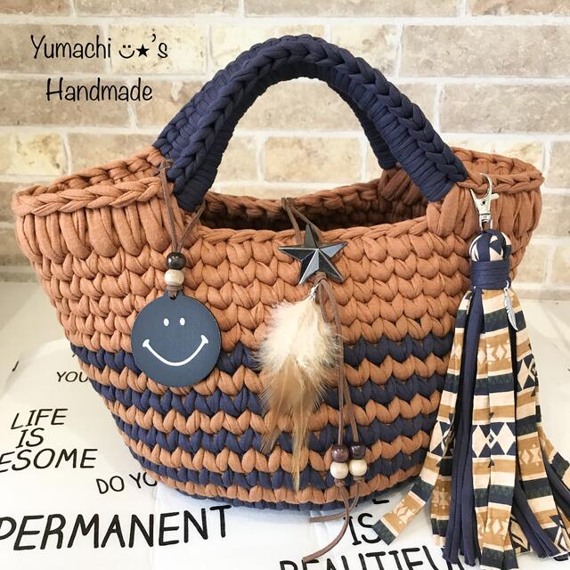 ズパゲッティ★ボーダーマルシェバッグ★No.186★サーフ系 ズパゲッティ★ボーダーマルシェバッグ★No.186★サーフ系