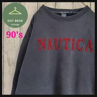 ノーティカ(NAUTICA)の《人気》US古着90sノーティカ刺繍デザインスウェットトレーナー紺(スウェット)