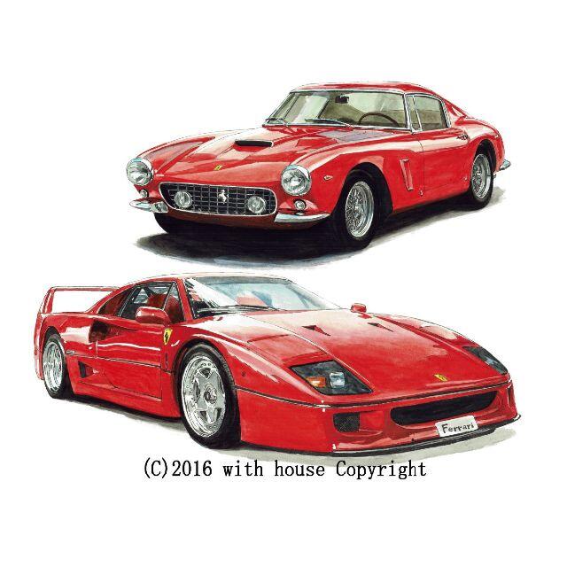 GC-422 Ferrari250GT/F40限定版画サイン額装済作家平右ヱ門