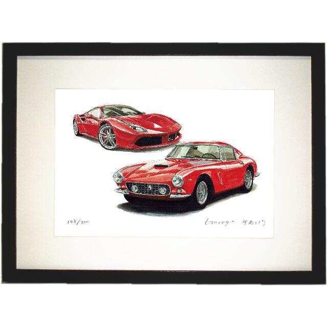 美術品/アンティークGC-423 Ferrari250GT/488限定版画サイン額装済作家平右ヱ門