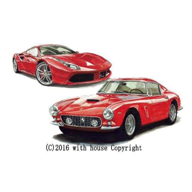 美術品/アンティークGC-423 Ferrari250GT/488限定版画サイン額装済作家平右ヱ門