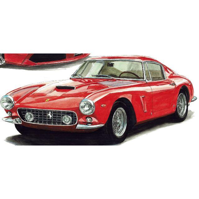 美術品/アンティークGC-423 Ferrari250GT/488限定版画サイン額装済作家平右ヱ門