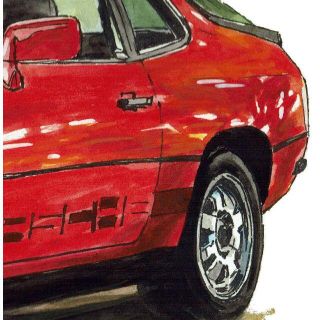 GC-428 ポルシェ924限定版画サイン額装済作家平右ヱ門