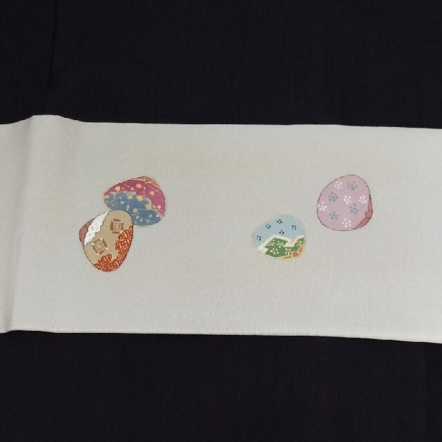 正絹 塩瀬 金彩 貝合わせ柄 グレー 染め名古屋帯の通販 by こすの戸's
