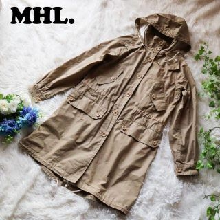 美品 MHL モッズコート フード付きコート Lサイズ相当 ロング 綿 ベージュ