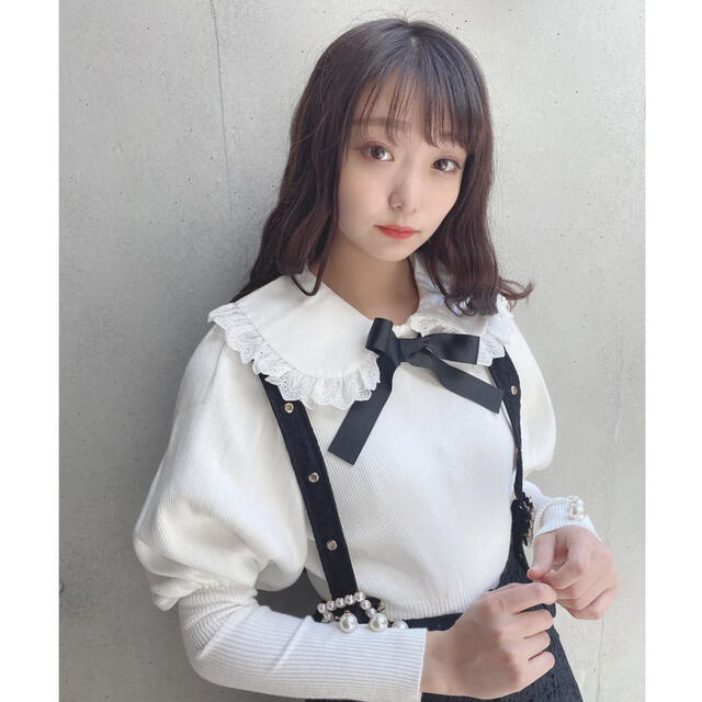 レディース♡ Swankiss ♡ DR collar knit TOPS （ホワイト）