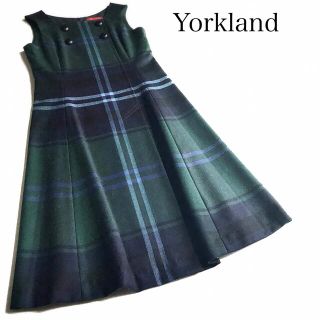 ヨークランド(Yorkland)のYorkland ヨークランド タータンチェック ワンピース 7 グリーン 緑　(ひざ丈ワンピース)