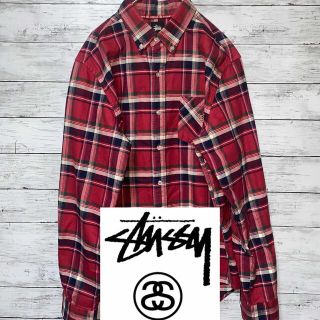 ステューシー(STUSSY)のSTUSSY メンズ　チェック　シャツ　レッド　SSリンク(シャツ)