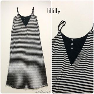 リルリリー(lilLilly)のlilLilly リルリリー . ウール ボーダー ニット ワンピース(ロングワンピース/マキシワンピース)