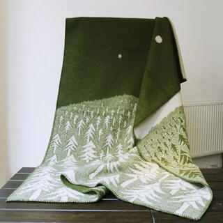 ミナペルホネン(mina perhonen)のウールブランケット ハウスインザフォレスト 130×180cm （グリーン）(毛布)
