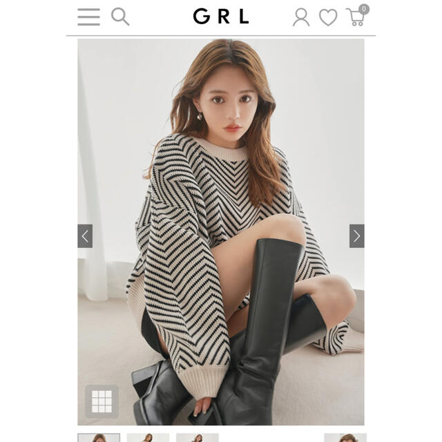 GRL(グレイル)のGRL ヘリンボーンビッグニットトップス レディースのトップス(ニット/セーター)の商品写真