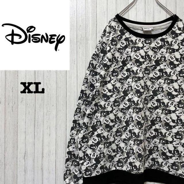 Disney(ディズニー)のディズニー　トレーナー　スウェット　総柄　ミッキーマウス　ミッキー柄　XL メンズのトップス(Tシャツ/カットソー(七分/長袖))の商品写真