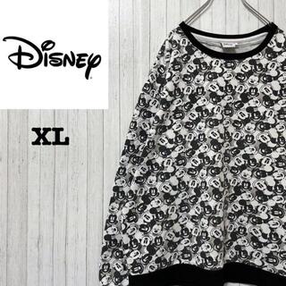 ディズニー(Disney)のディズニー　トレーナー　スウェット　総柄　ミッキーマウス　ミッキー柄　XL(Tシャツ/カットソー(七分/長袖))