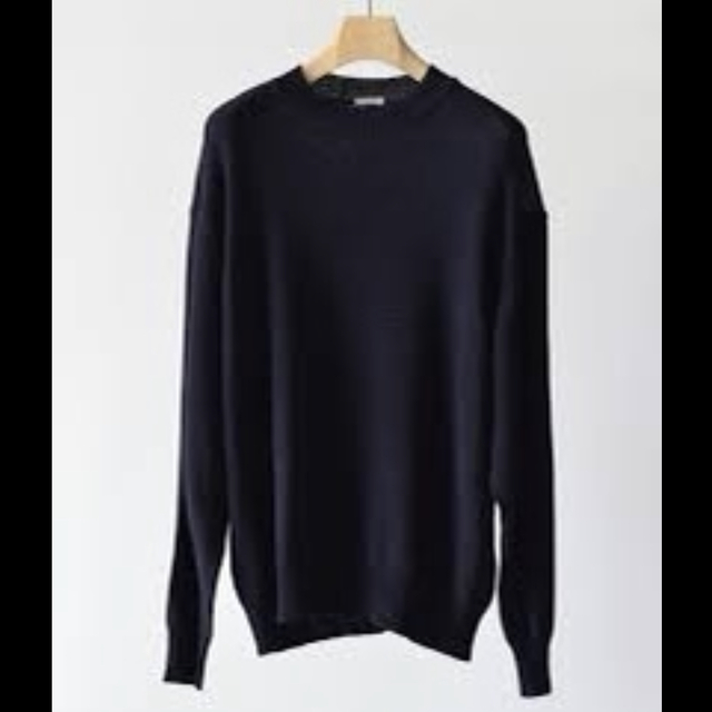 comoli 21SS インディゴクルーネックニットCotton100%サイズ