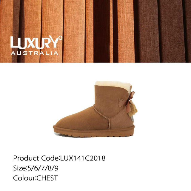 UGG(アグ)の【新品未使用】可愛いリボン天然ウール LUXURY UGG アグ　ムートンブーツ レディースの靴/シューズ(ブーツ)の商品写真