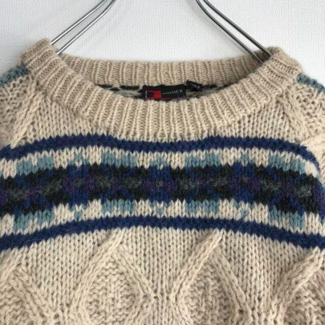 にゃーにゃknit90s ウール 肉厚 ノルディックニット セーター  メンズ L