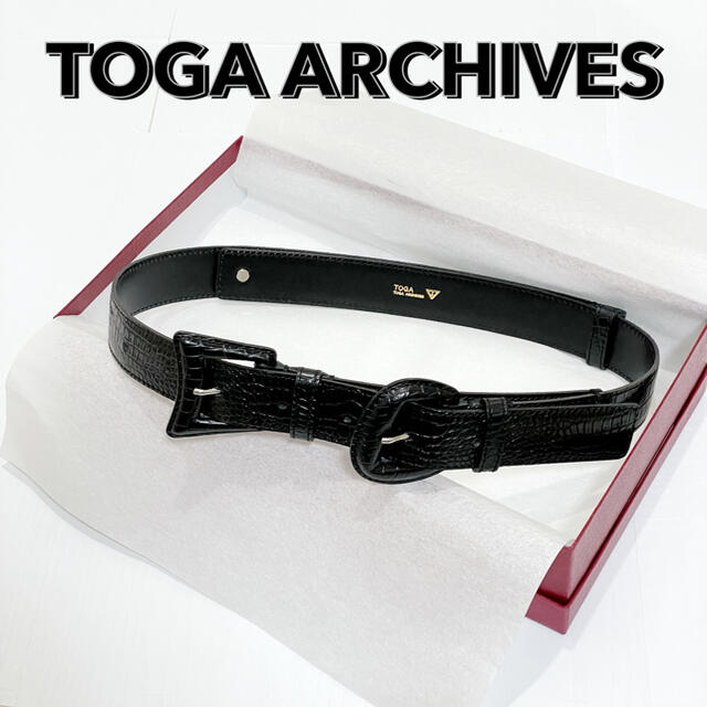 【新品未使用】TOGA ARCHIVES ダブルバックルレザーベルト ブラックファッション小物