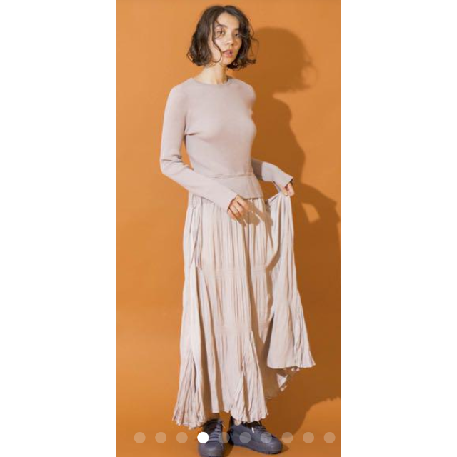 Emmi Atelier】ニットドッキングタフタドレスワンピース(マキシ