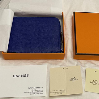 エルメス(Hermes)のお値下げ　未使用品　エルメス　アザップ　シルク　コンパクト　ブルーエレクトリック(コインケース)