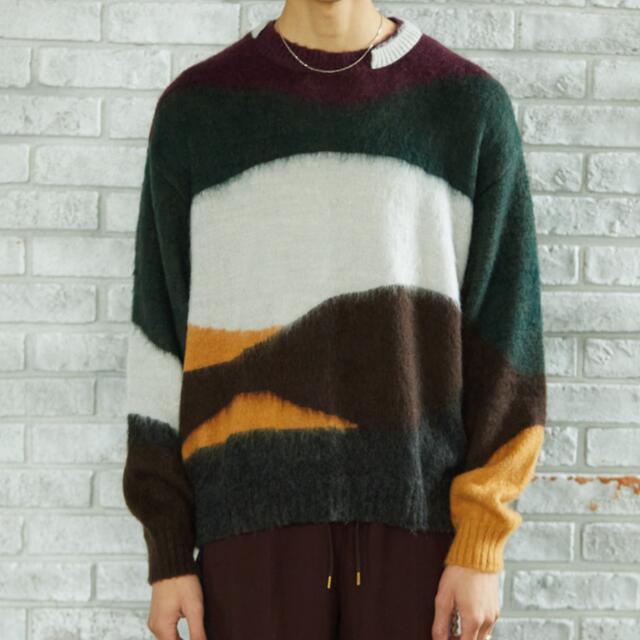 TAUPE Mohair Intarsia Crewneck Sweater