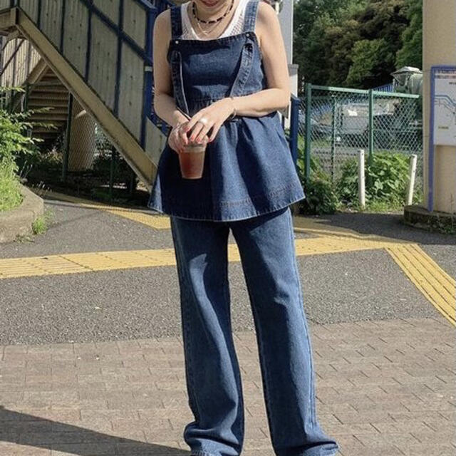 todayfulFRILL DENIM SET UP  インディゴ