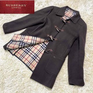 バーバリー(BURBERRY)の美品 バーバリーロンドン ダッフルコート ダークブラウン ノバチェック 赤タグ(ダッフルコート)