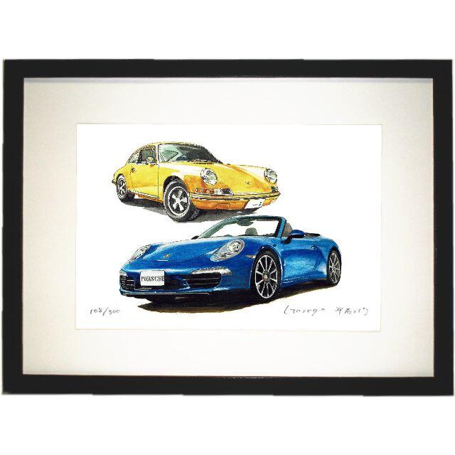 美術品/アンティークGC-438 Porsche911カブリオレ限定版画サイン額装済作家平右ヱ門