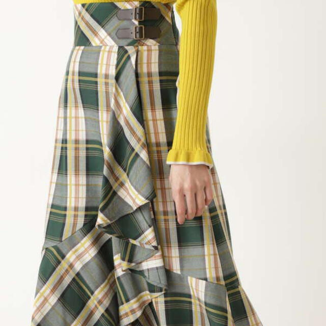 JILLSTUART(ジルスチュアート)のジルスチュアート　コリンチェックスカート　サイズ0 グリーン レディースのスカート(ひざ丈スカート)の商品写真