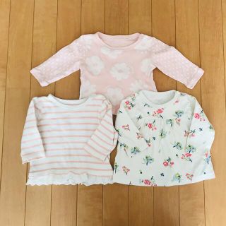 ニシマツヤ(西松屋)の女の子 長袖Ｔシャツ３枚セット☆７０(Ｔシャツ)