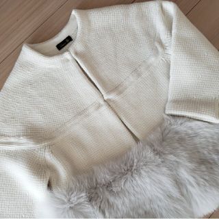 新品ドゥロワー ウールカシミアフォックスファーカーディガン
