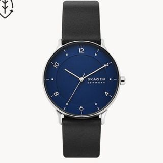 スカーゲン(SKAGEN)のSKAGEN スカーゲン メンズ ブルー レザー アナログ腕時計(腕時計(アナログ))