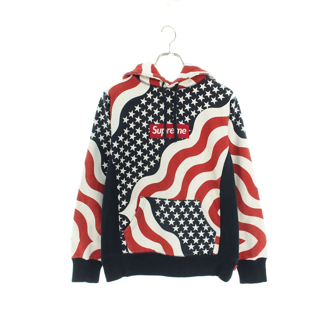 シュプリーム 14AW Box Logo Pullover Flag ボックスロゴ星条旗プル