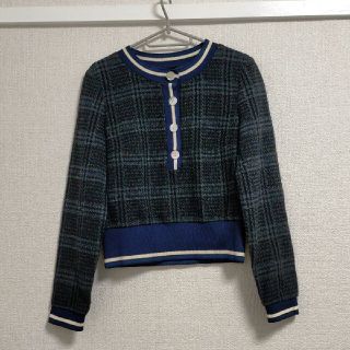 ザラ(ZARA)のzara ザラ チェック ツイード トップス 長袖 レディース S ショート丈(シャツ/ブラウス(長袖/七分))