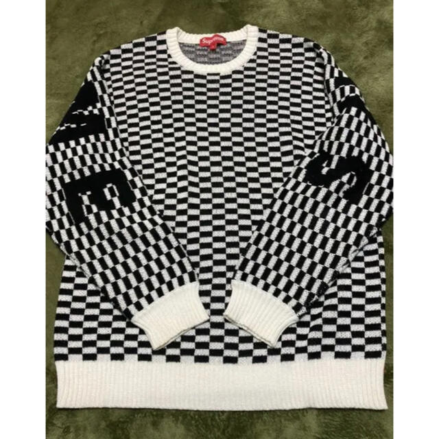 Supreme Back Logo Sweater Checkerboard L