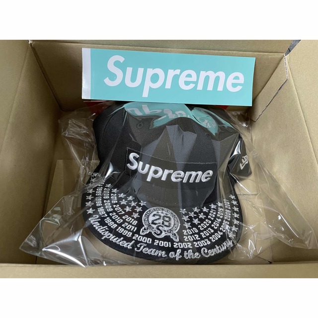 supreme box logo New era × ティファニーステッカー付帽子