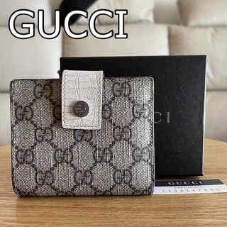 Gucci - GUCCI グッチ 財布 二つ折りWホック PVCレザー グレージュ 