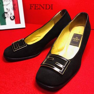 フェンディ(FENDI)のFENDI フェンディ　スウェード　黒　21.5(ハイヒール/パンプス)