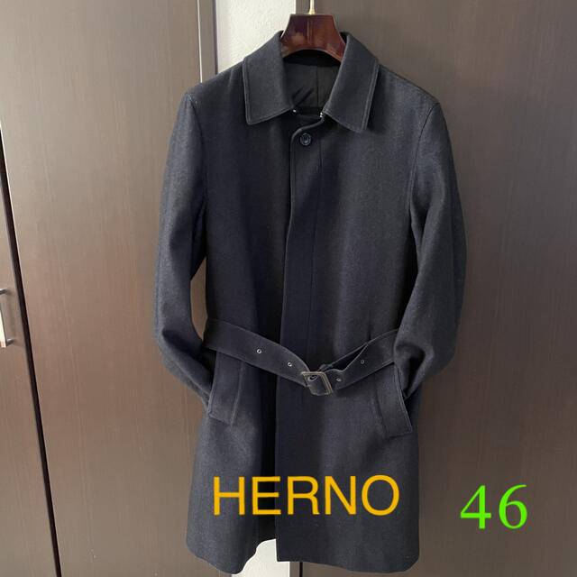 HERNO(ヘルノ)のヘルノ　ステンカラーコート　46  ヘリンボーン　定価約83,000円 メンズのジャケット/アウター(ステンカラーコート)の商品写真