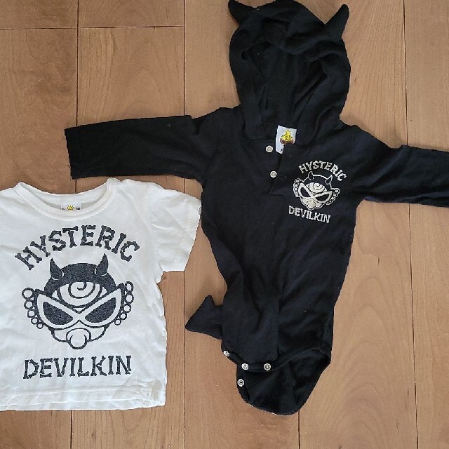 HYSTERIC MINI(ヒステリックミニ)のHYSTERIC DEVILKIN ロンパース 半袖 セット キッズ/ベビー/マタニティのベビー服(~85cm)(ロンパース)の商品写真