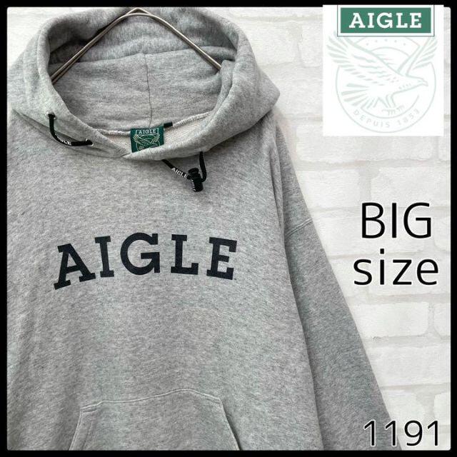 【ビッグサイズ】AIGLE エーグル アーチロゴ スウェットパーカー グレー