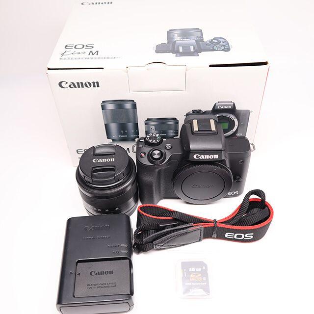 極美品⭐Canon EOS Kiss Mレンズキット ブラック⭐SDカード付