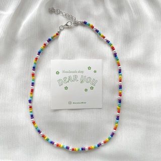 ２４．韓国ビーズネックレス rainbow 再販予定なし(ネックレス)