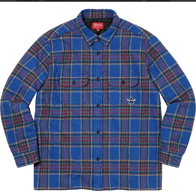 21FW Supreme Quilted Plaid Flannel Shirt