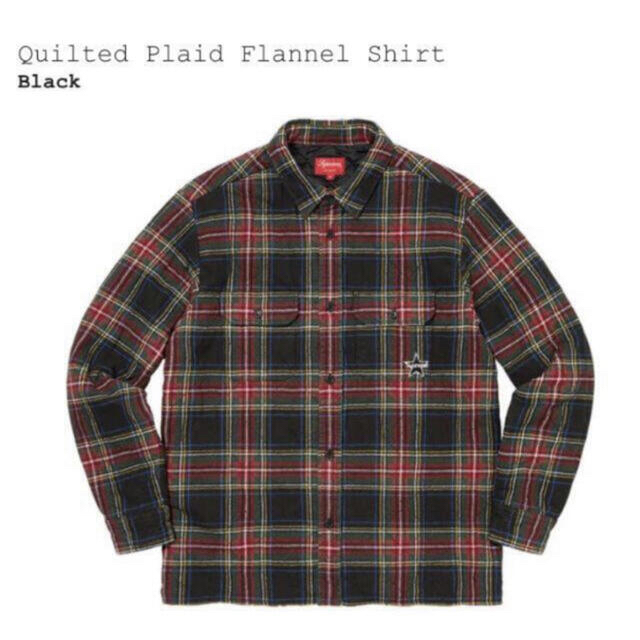 BLACKブラック黒サイズLサイズ　supreme quilted plaid flannel shirt