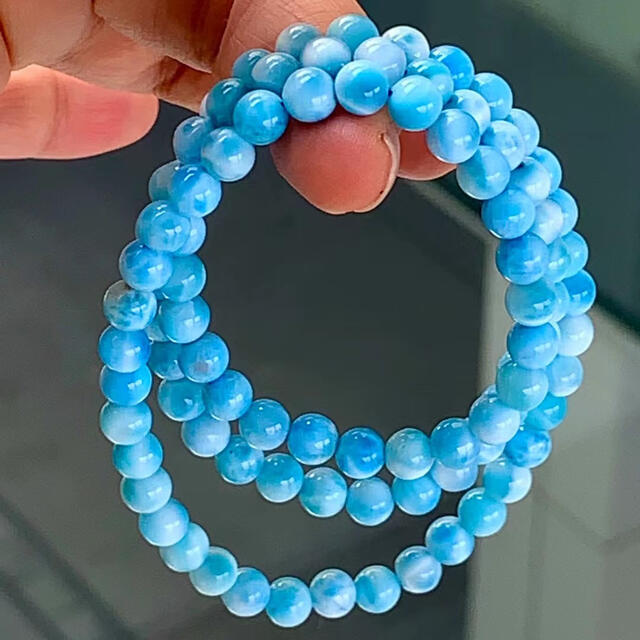 天然無処理 ラリマー 3連 ブレスレット 6mm-30.6g mg.net.do