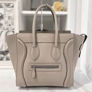 セリーヌ(celine)のセリーヌ　ラゲージ　マイクロ　グレージュ　ドラムドカーフ(トートバッグ)