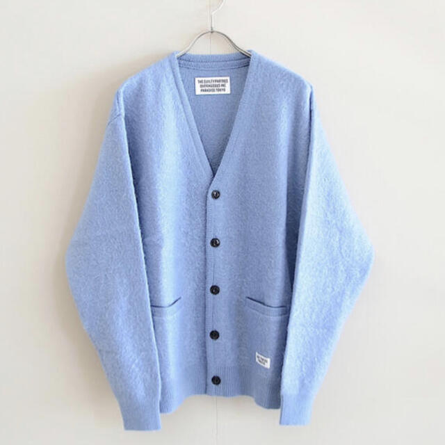 21ss wacko maria mohair cardigan L 青 ブルー-