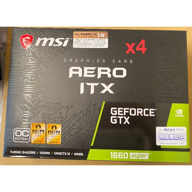 未使用品4台セット　MSI GTX 1660 SUPER AERO ITX OC